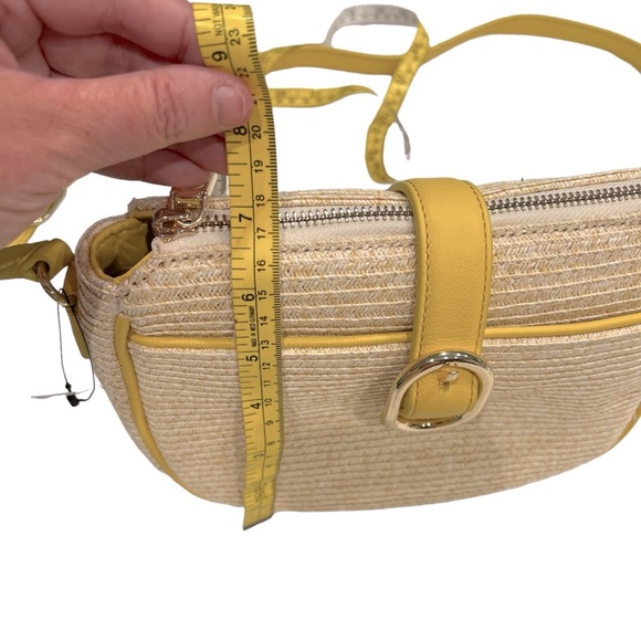 Talbots Straw Crossbody With Leather Trim Yellow Summertime Purse NWT - Picture 7 of 15
